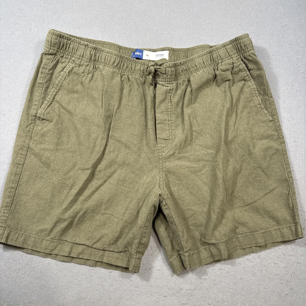 Old Navy Shorts Mens XL Green Linen Blend Flat Front Chino Elastic Waist NWT